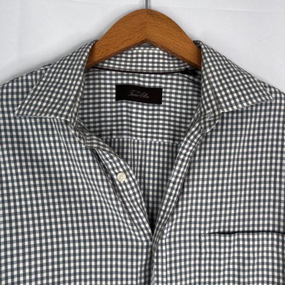 Tasso Elba Plaid Long Sleeve 100% Cotton Button Front Shirt Size Large - Picture 3 of 9